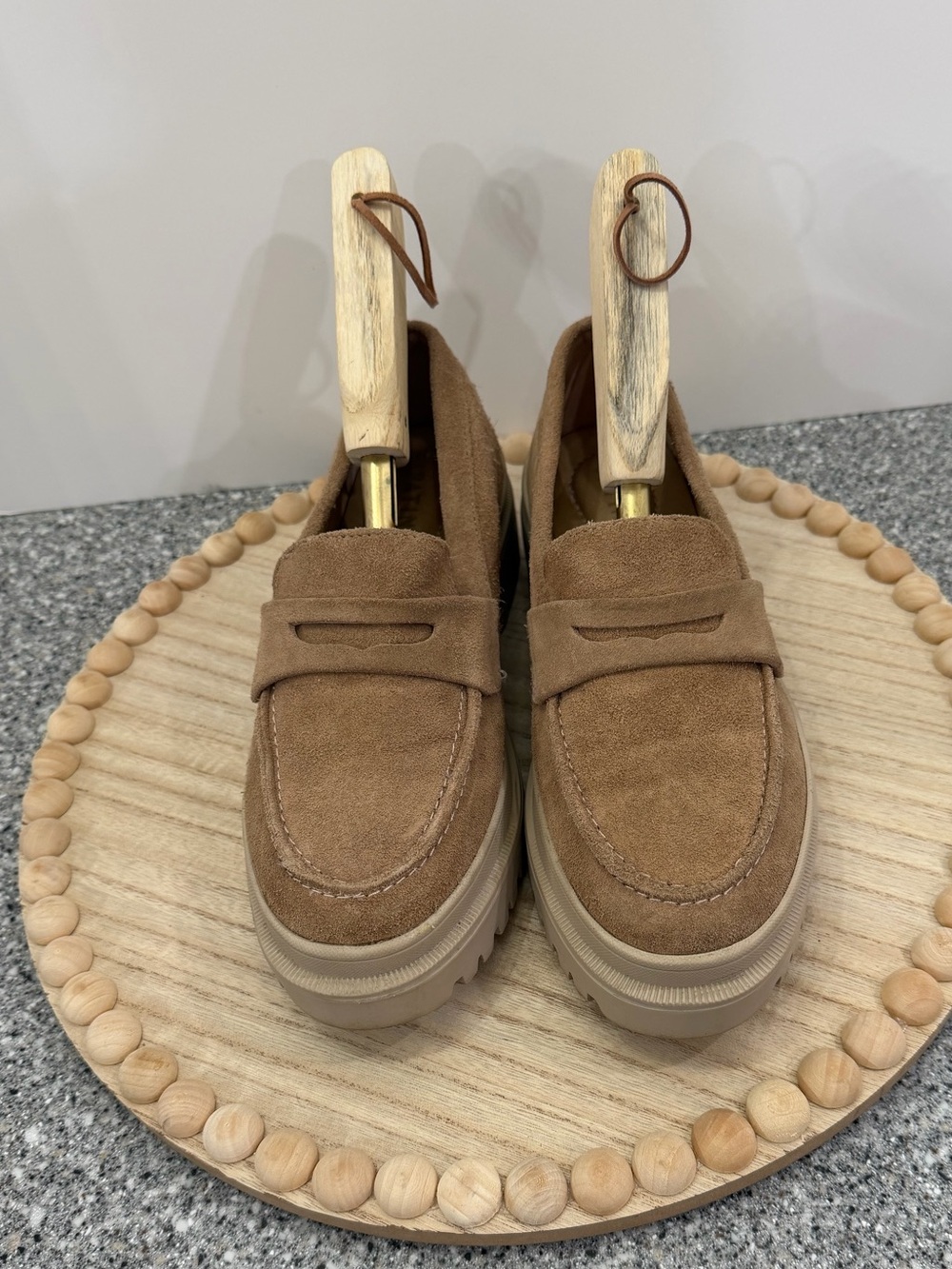 Patina by Portland Leather Goods Zoe Suede Chunky Lug Sole Penny Loafers Size 9